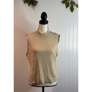 Marled Reunited Clothing Womens Ribbed Sleeveless Mock Neck Sweater Top Beige XL